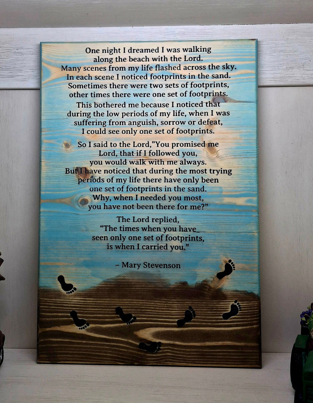 “Footprints in the Sand” Wood Wall Art