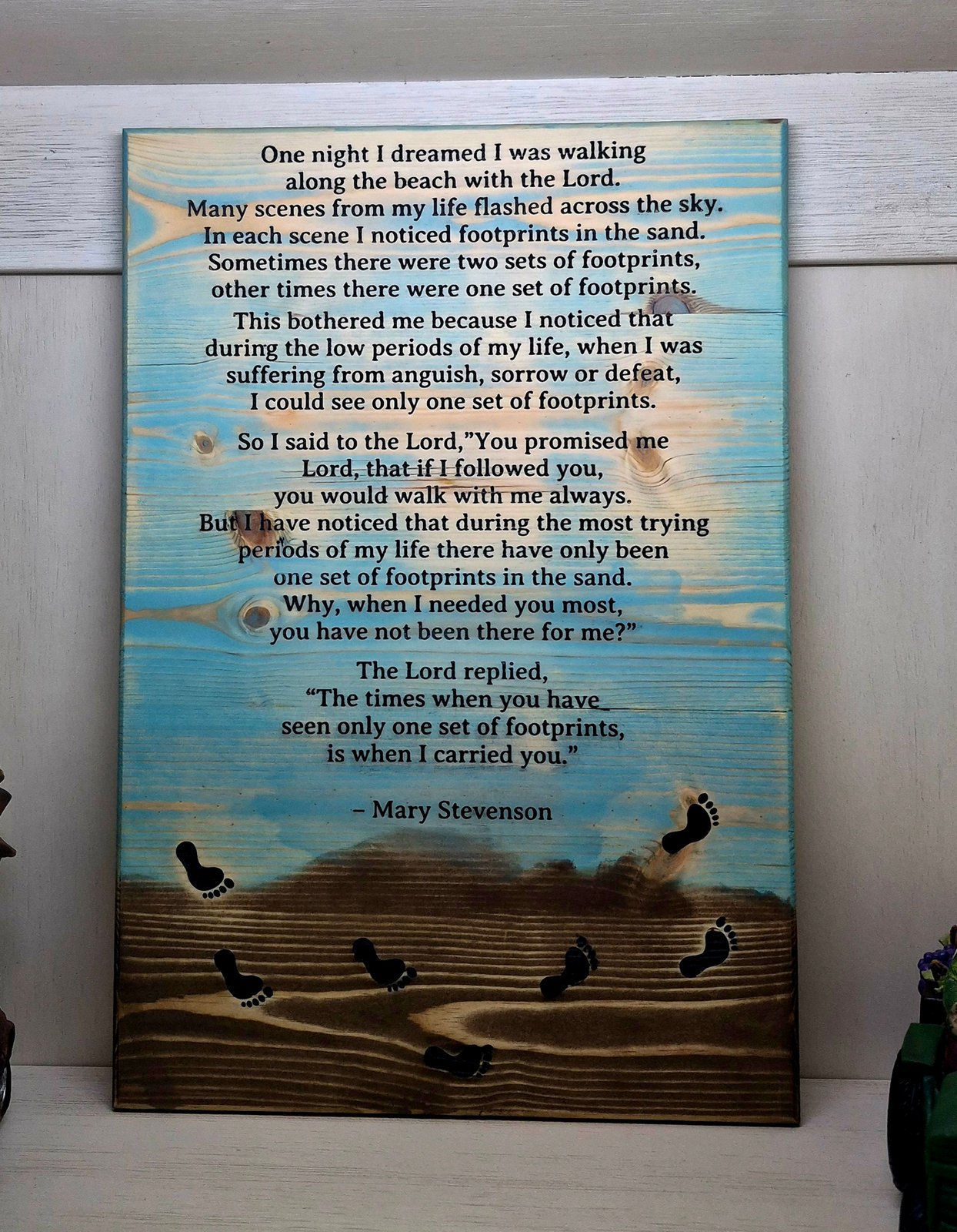 “Footprints in the Sand” Wood Wall Art