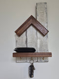 Rustic Entryway Key Holder with Shelf – 7.5in x 14in