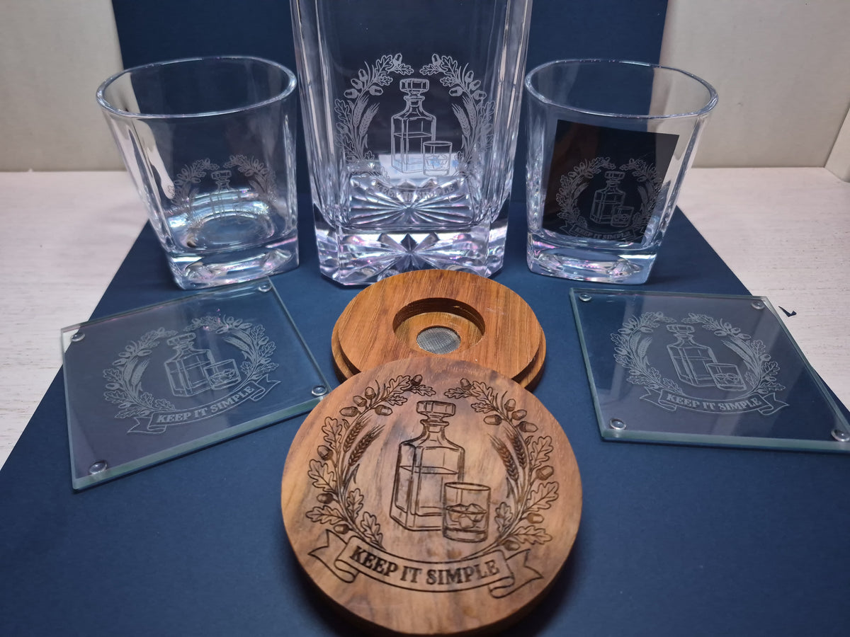 Custom Engraved Whiskey Decanter & Cocktail Smoker Set | Personalized Barware